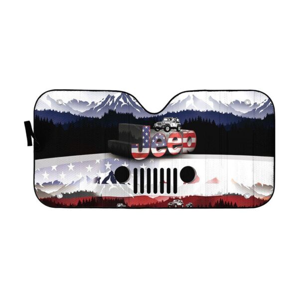 Gearhuman 3D Jeep American Flag Sunshade ZZ2805212 Auto Sunshade 57''x27.5'' 