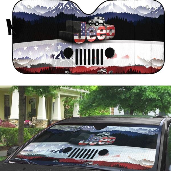 Gearhuman 3D Jeep American Flag Sunshade ZZ2805212 Auto Sunshade 