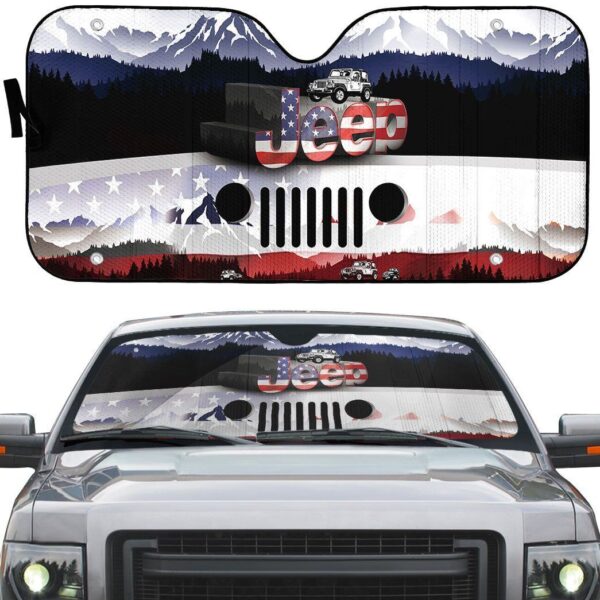 Gearhuman 3D Jeep American Flag Sunshade ZZ2805212 Auto Sunshade