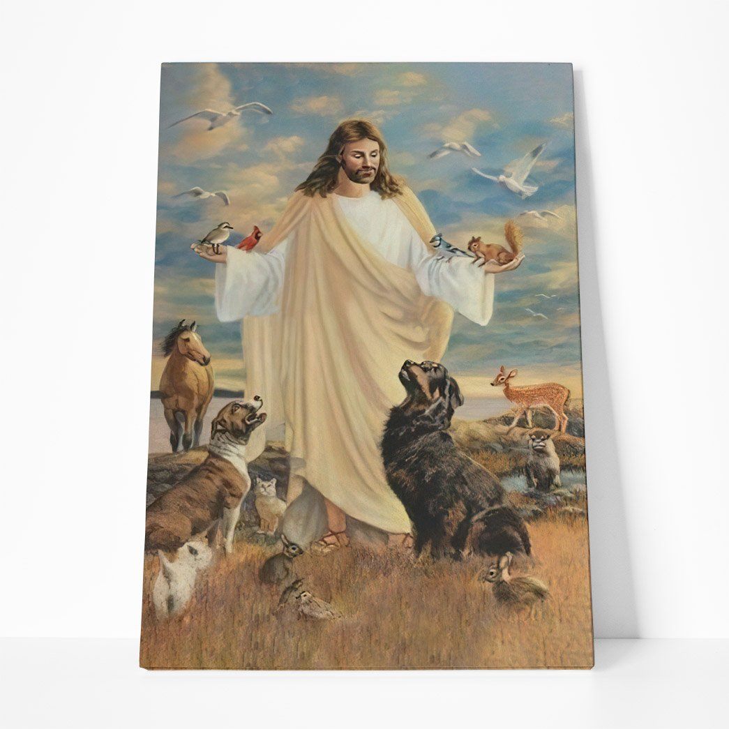 Gearhuman 3D Jesus Christ And Dogs Custom Canvas GW0207212 Canvas 1 Piece Non Frame M