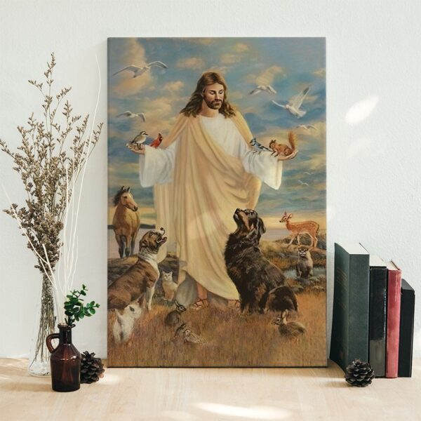 Gearhuman 3D Jesus Christ And Dogs Custom Canvas GW0207212 Canvas
