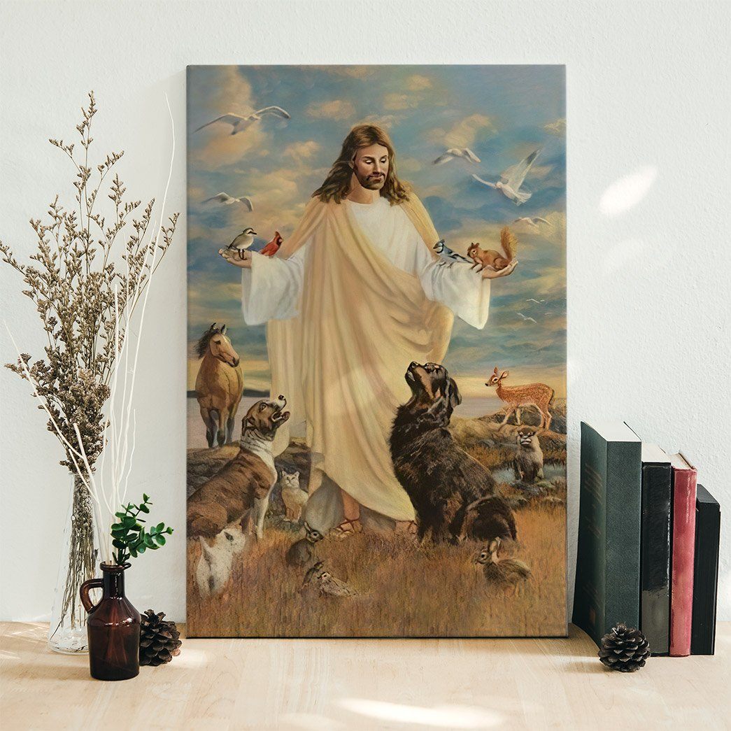 Gearhuman 3D Jesus Christ And Dogs Custom Canvas GW0207212 Canvas