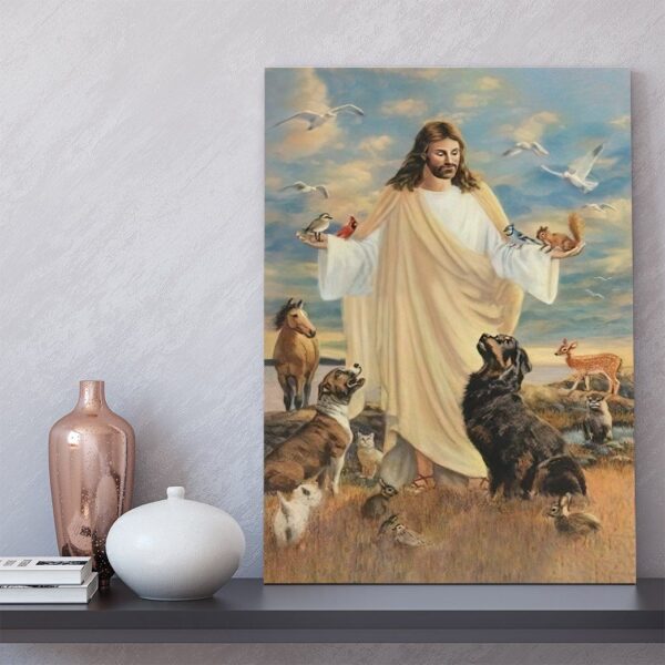 Gearhuman 3D Jesus Christ And Dogs Custom Canvas GW0207212 Canvas