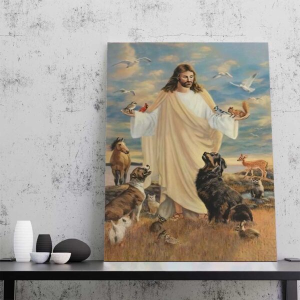 Gearhuman 3D Jesus Christ And Dogs Custom Canvas GW0207212 Canvas