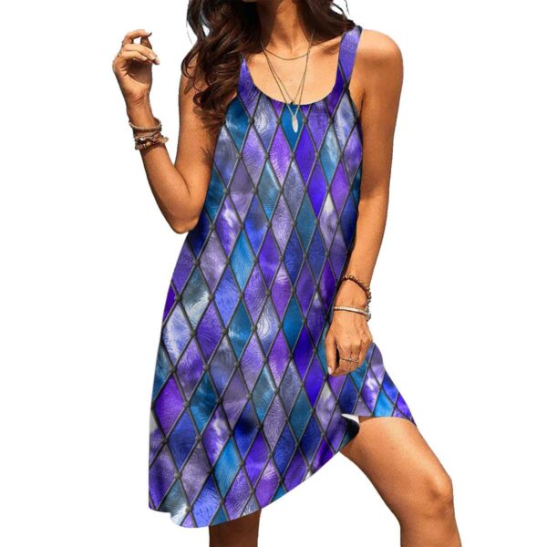 Gearhuman 3D Mystic Stained Glass Sleeveless Beach Dress ZK2306214 Beach Dress Beach Dress S 