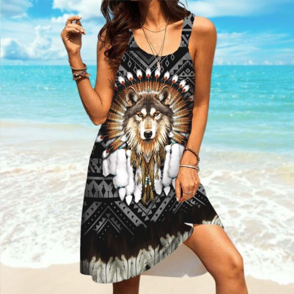 Gearhuman 3D Native American Sleeveless Beach Dress ZK2406211 Beach Dress