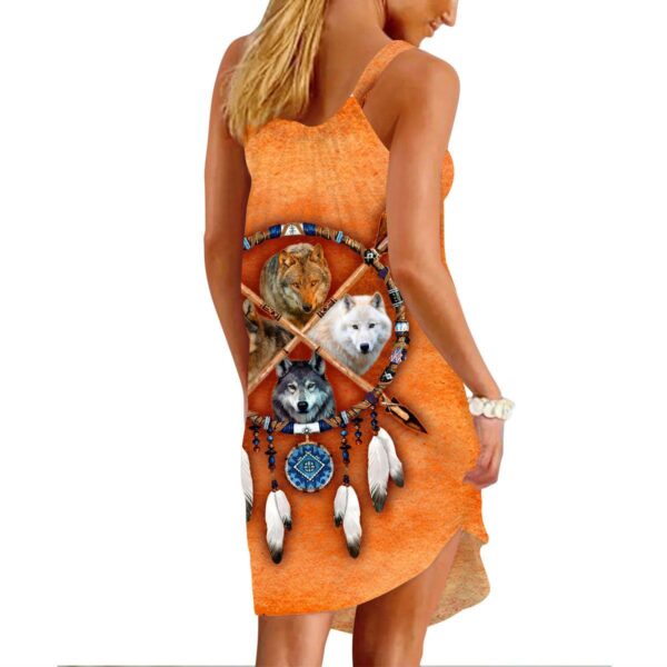 Gearhuman 3D Native American Wolves Dreamcatcher Sleeveless Beach Dress ZK2306219 Beach Dress 