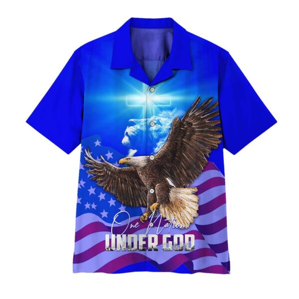 Gearhuman 3D One Nation Under God Hawaii Shirt ZK1106216 Short Sleeve Shirt Short Sleeve Shirt S 
