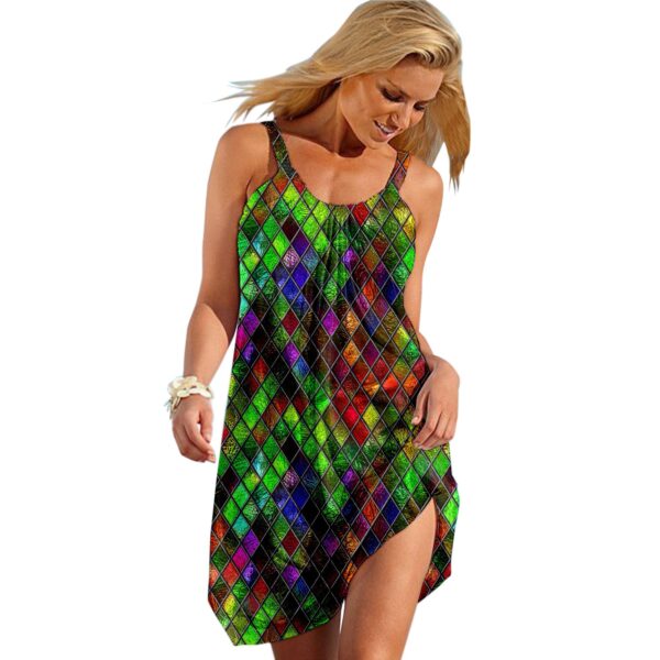 Gearhuman 3D Outstanding Stained Glass Sleeveless Beach Dress ZK2306215 Beach Dress