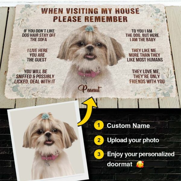 Gearhuman 3D Please Remember Dogs House Rule Custom Photo Custom Name Doormat GW0107212 Doormat Custom Photo S(15,8 inch x 23,6 inch)