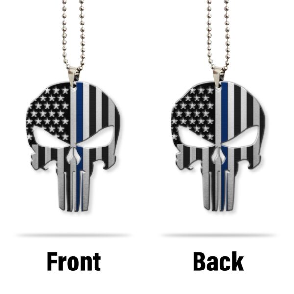 Gearhuman 3D Police Blue Line American Skull Custom Car Hanging GW1706212 Car Hanging