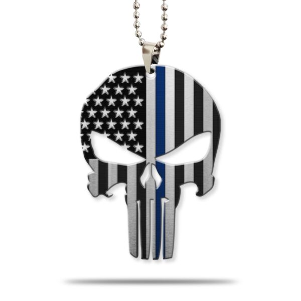 Gearhuman 3D Police Blue Line American Skull Custom Car Hanging GW1706212 Car Hanging Car Hanging/1 Pack 
