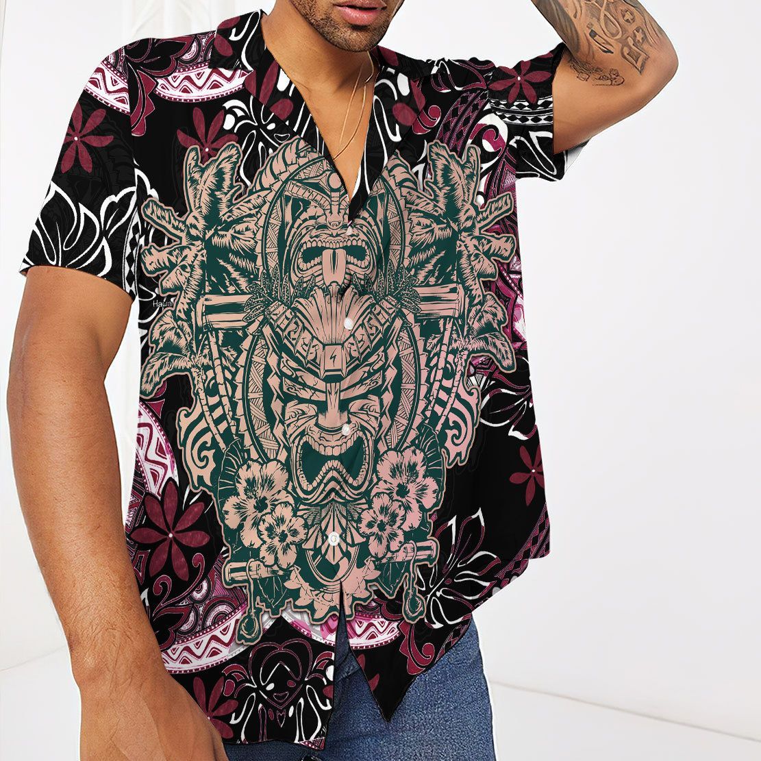 Gearhuman 3D Polynesian Tiki Hawaii Shirt ZK2106211 Short Sleeve Shirt