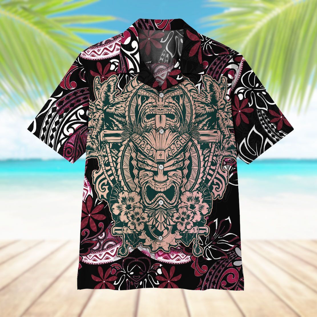 Gearhuman 3D Polynesian Tiki Hawaii Shirt ZK2106211 Short Sleeve Shirt