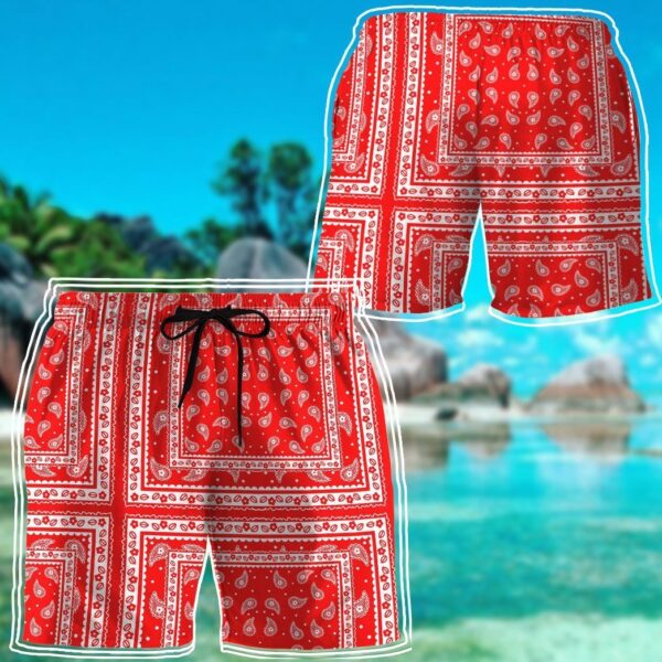 Gearhuman 3D Red Paisley Bandana Shorts ZK3105213 Men Shorts 