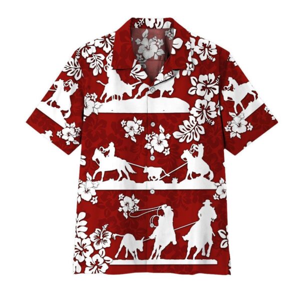 Gearhuman 3D Red Team Roping Hawaii Shirt ZK2506216 Short Sleeve Shirt Short Sleeve Shirt S 