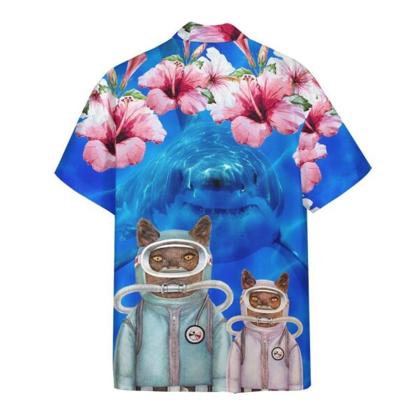 Gearhuman 3D Scuba Diving Cats With Shark Behind Hawaii Shirt ZK2005215 Hawai Shirt