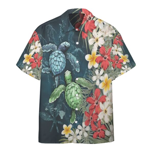Gearhuman 3D Sea Turtle Tropical Hibiscus And Plumeria Custom Short Sleeve Shirt GS23062114 Hawai Shirt Hawai Shirt S