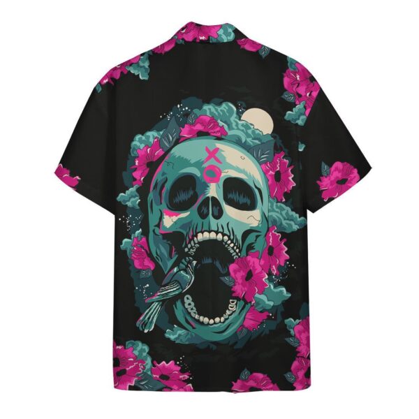 Gearhuman 3D Skull And Flower Hawaii Shirt ZK1806211 Short Sleeve Shirt 