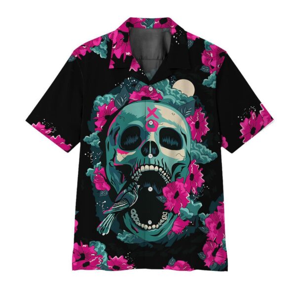 Gearhuman 3D Skull And Flower Hawaii Shirt ZK1806211 Short Sleeve Shirt Short Sleeve Shirt S 