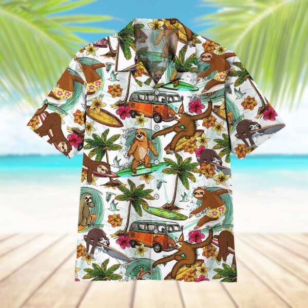 Gearhuman 3D Sloth Surfing Hawaii Shirt ZZ0707214 Short Sleeve Shirt 