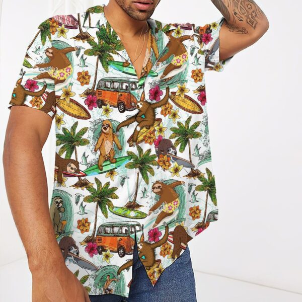 Gearhuman 3D Sloth Surfing Hawaii Shirt ZZ0707214 Short Sleeve Shirt 