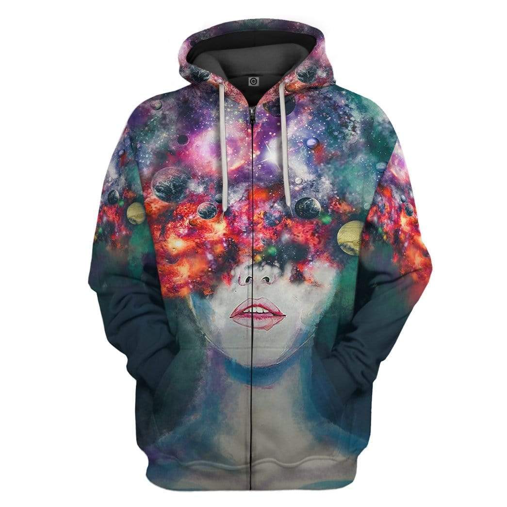 Gearhuman 3D Space Thoughts Custom Fleece Hoodie Apparel GW08041 3D Custom Fleece Hoodies Zip Hoodie S