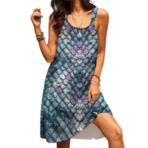 Gearhuman 3D Sparkling Mermaid Tail Custom Sleeveless Dress GW1506213 Beach Dress