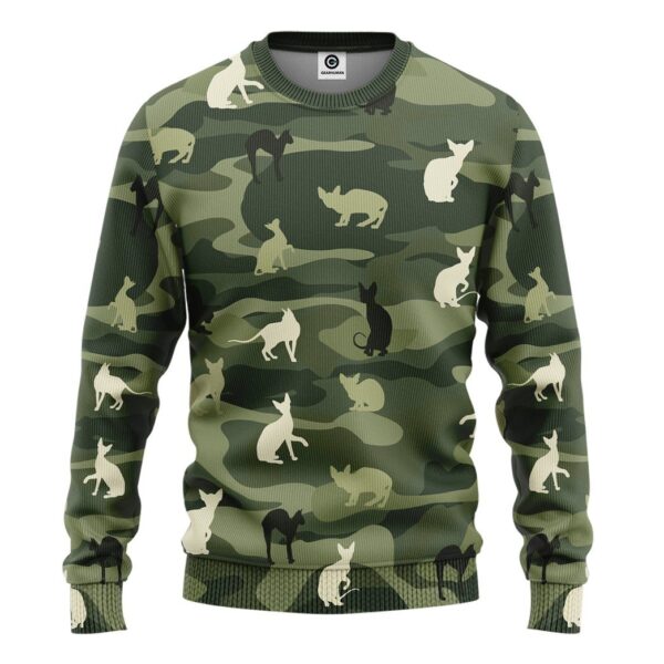 Gearhuman 3D Sphynx Cat Camo Uniform Tshirt Hoodie Apparel GV24028 3D Apparel Long Sleeve S