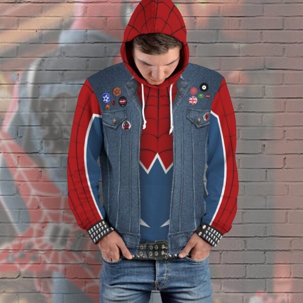 Gearhuman 3D Spider Man Punk Suit Custom Hoodie Apparel GW210815 3D Custom Fleece Hoodies 