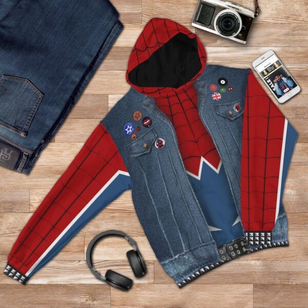 Gearhuman 3D Spider Man Punk Suit Custom Hoodie Apparel GW210815 3D Custom Fleece Hoodies 