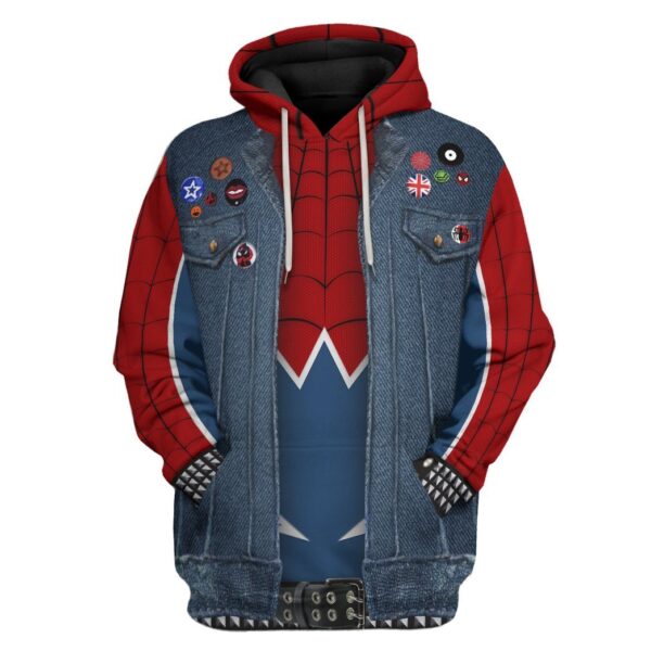 Gearhuman 3D Spider Man Punk Suit Custom Hoodie Apparel GW210815 3D Custom Fleece Hoodies Hoodie S 
