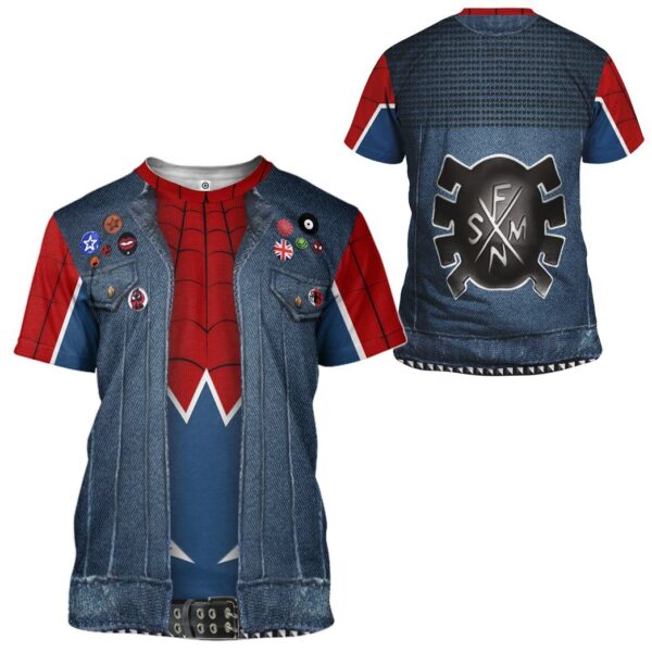 Gearhuman 3D Spider Man Punk Suit Custom Tshirt Apparel GW210815 3D T-shirt