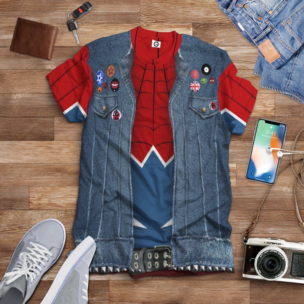 Gearhuman 3D Spider Man Punk Suit Custom Tshirt Apparel GW210815 3D T-shirt