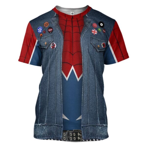 Gearhuman 3D Spider Man Punk Suit Custom Tshirt Apparel GW210815 3D T-shirt T-Shirt S 