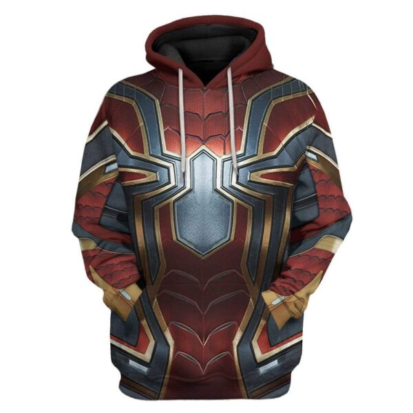 Gearhuman 3D Spiderman Iron Spider Custom Hoodie Apparel GW26061 3D Custom Fleece Hoodies Hoodie S 