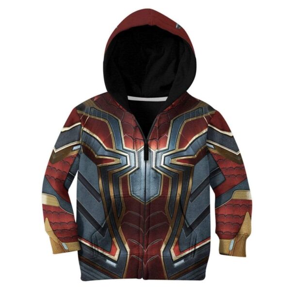 Gearhuman 3D Spiderman Iron Spider Custom Kid Hoodie GW210817 Kid 3D Apparel Kid Zip Hoodie 2XS