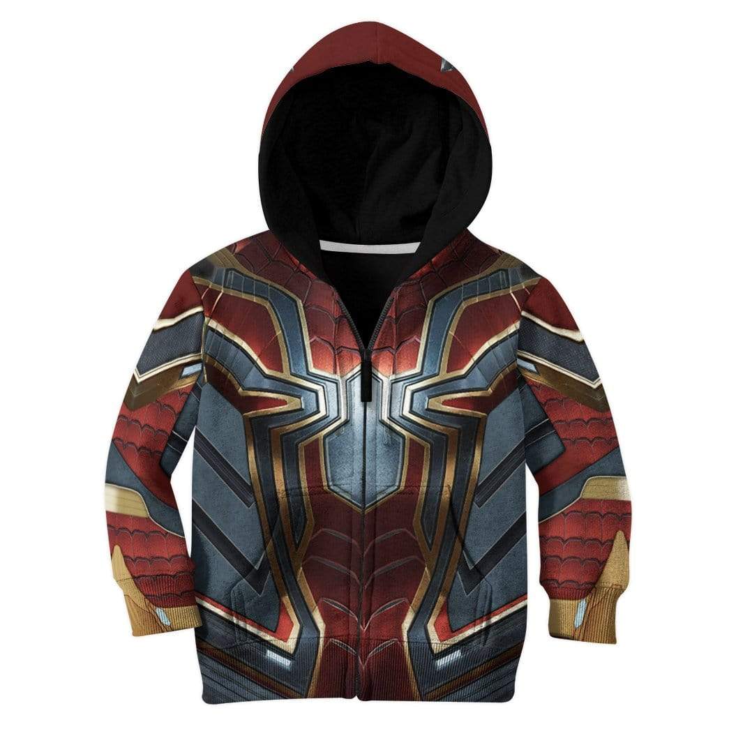 Gearhuman 3D Spiderman Iron Spider Custom Kid Hoodie GW210817 Kid 3D Apparel Kid Zip Hoodie 2XS