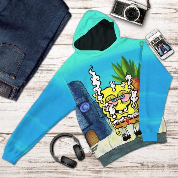 Gearhuman 3D SpongeBob Smoke Weed Everyday Custom Hoodie Apparel GL14079 3D Custom Fleece Hoodies 