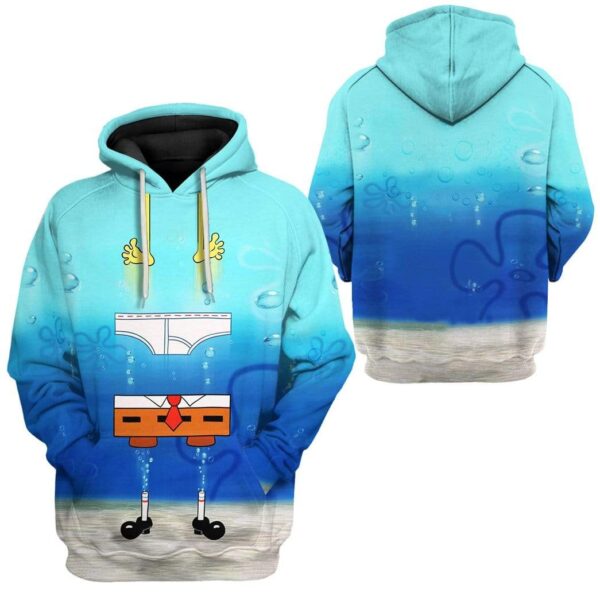 Gearhuman 3D SpongeBob's Outfit Custom Fleece Hoodie Apparel GV21041 3D Custom Fleece Hoodies 