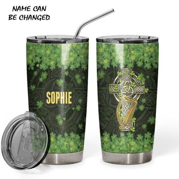 Gearhuman 3D St Patrick Celtic Cross Custom Name Design Insulated Vacuum Tumbler GW010211 Tumbler