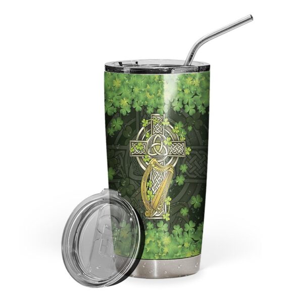 Gearhuman 3D St Patrick Celtic Cross Custom Name Design Insulated Vacuum Tumbler GW010211 Tumbler Short 20oz