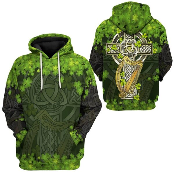 Gearhuman 3D St Patrick Celtic Cross Custom Tshirt Fleece Hoodie Apparel GW01027 3D Apparel