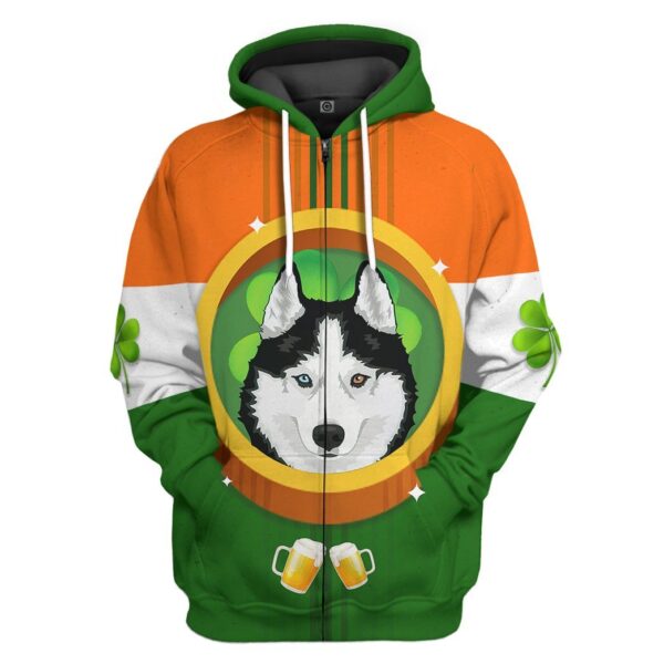 Gearhuman 3D St Patrick Day Husky Tshirt Hoodie Apparel GB26026 3D Apparel Zip Hoodie S