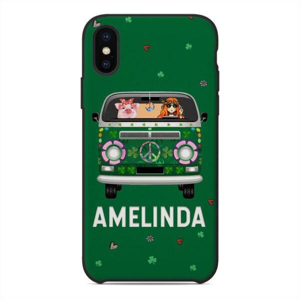 Gearhuman 3D St Patrick Day Pig Hippie Custom Name Phonecase GB19024 Glass Phone Case Iphone X