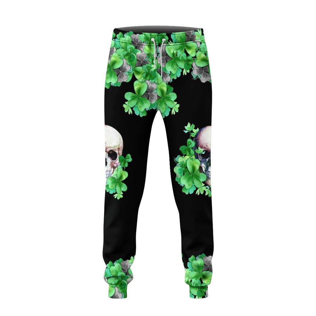Gearhuman 3D St Patrick Day Shamrock Skull Sweatpants GB25026 Sweatpants