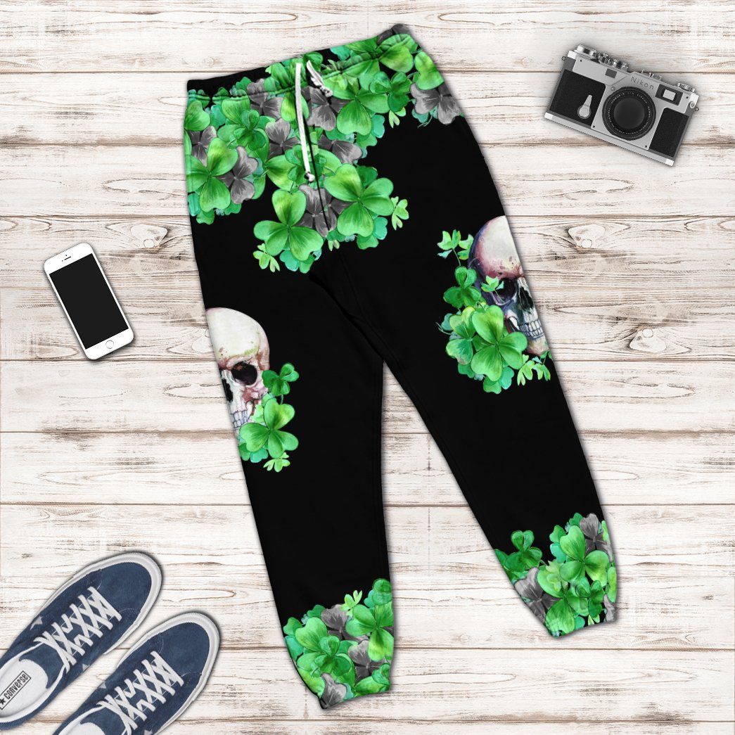 Gearhuman 3D St Patrick Day Shamrock Skull Sweatpants GB25026 Sweatpants