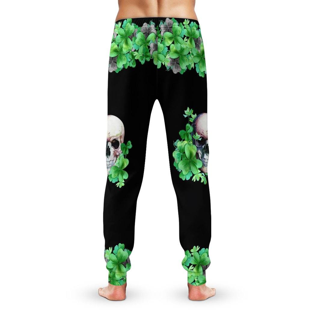 Gearhuman 3D St Patrick Day Shamrock Skull Sweatpants GB25026 Sweatpants