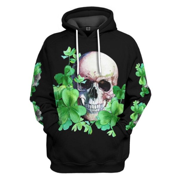 Gearhuman 3D St Patrick Day Shamrock Skull Tshirt Hoodie Apparel GB25025 3D Apparel Hoodie S