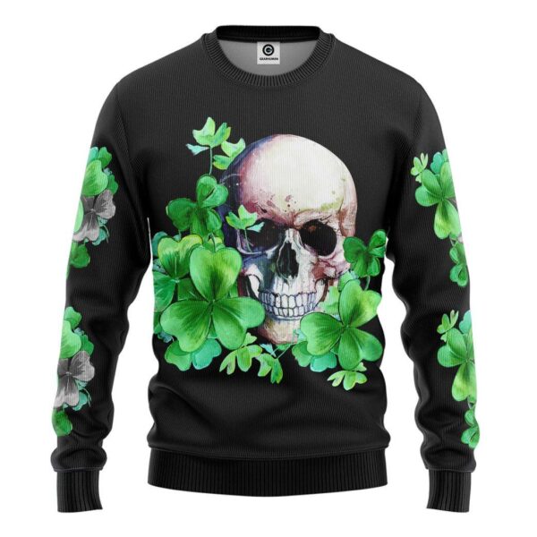 Gearhuman 3D St Patrick Day Shamrock Skull Tshirt Hoodie Apparel GB25025 3D Apparel Long Sleeve S